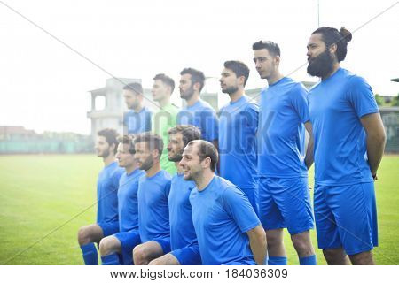 Soccer team ready to start the match