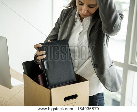 Businesswoman got Fired Unemployed Feeling Stressed