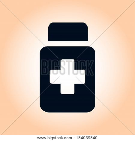 Drugs sign icon. Pack with pills. Flat design style.