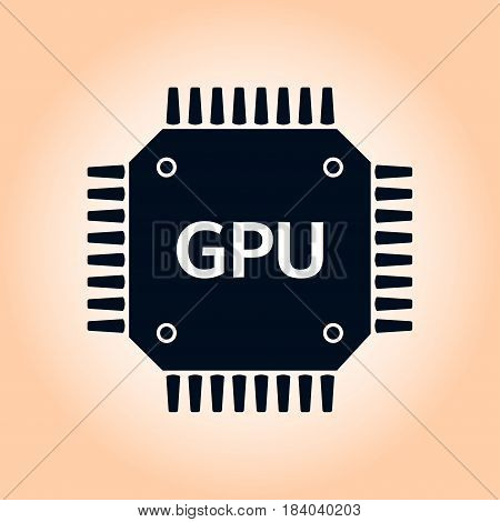 Circuit board  icon. Technology scheme square symbol. Flat design style.