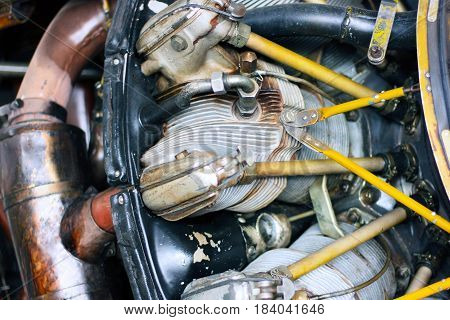 Radial aircraft engine cylinders of tow plane