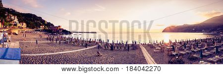 A sunset panorama of Levanto, Cinque Terre, Italy