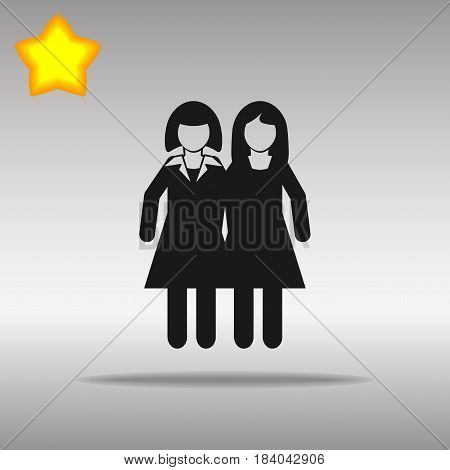 Lesbian Couple black Icon button logo symbol concept high quality on the gray background