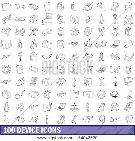 100 device icons set in outline style for any design vector illustration