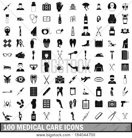100 medical care icons set in simple style for any design vector illustration