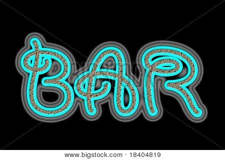 Neon Sign Bar sur fond noir