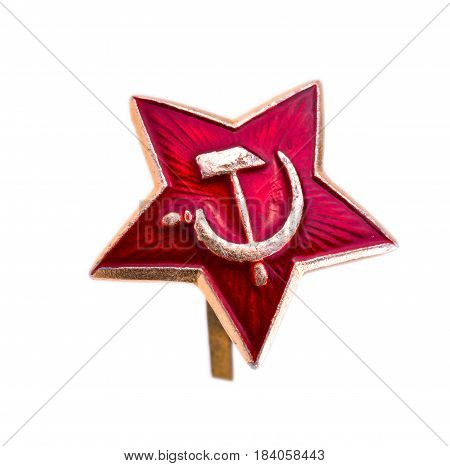 Star Red Army the Soviet star star kakarda Soviet troops isolated on a white background.