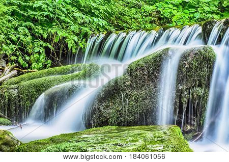 Waterfall Shypit In The Ukrainian Carpathian Mountains On The Long Exposure
