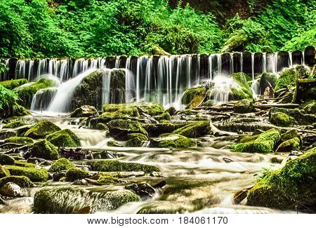 Waterfall Shypit In The Ukrainian Carpathian Mountains On The Long Exposure