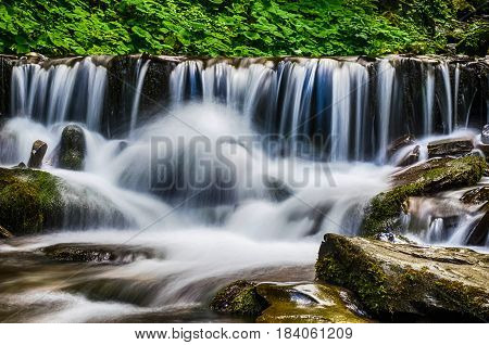 Waterfall Shypit In The Ukrainian Carpathian Mountains On The Long Exposure