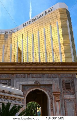 Las Vegas, USA - OCT 9 ,2016:Mandalay Bay in Las Vegas. Mandalay Bay Resort and Casino in Las Vegas offers unmatched luxury, fine dining, renowned entertainment, personal service.