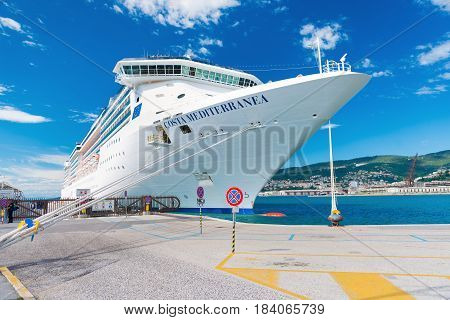 Trieste - August 2016 Italy: Italian Spirit-class Cruise ship "Costa Mediterranea" in port Adriatic sea