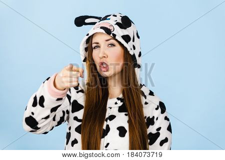 Woman Wearing Pajamas Cartoon Angry Expression