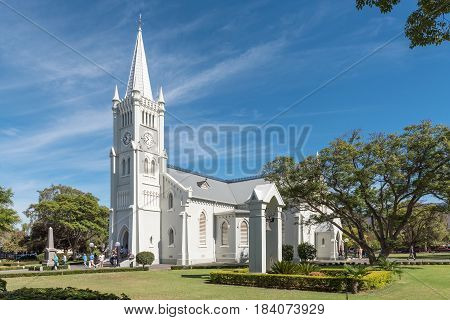 ROBERTSON SOUTH AFRICA - MARCH 26 2017: The Dutch Reformed Church in Robertson a town on the scenic Route 62 in the Western Cape Province