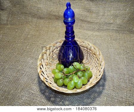 Bunch of green grapes with a juicy delicious ripe berries