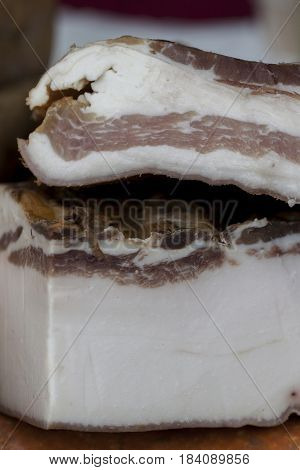 Home Made Smoked Bacon On The Table