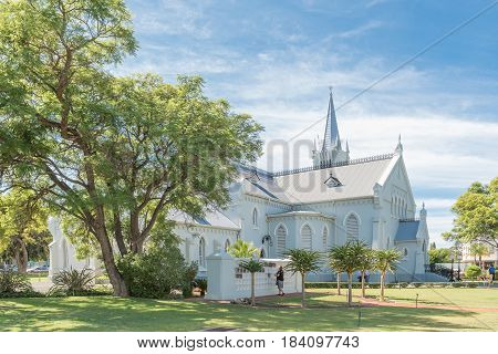ROBERTSON SOUTH AFRICA - MARCH 26 2017: The Dutch Reformed Church in Robertson a town on the scenic Route 62 in the Western Cape Province