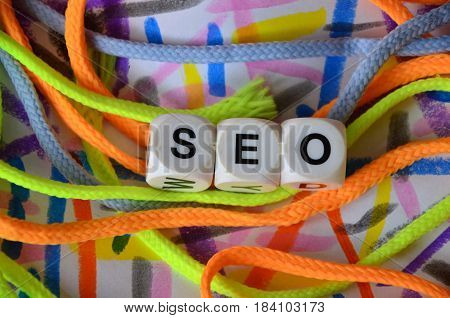 word seo on a  abstract colorful background