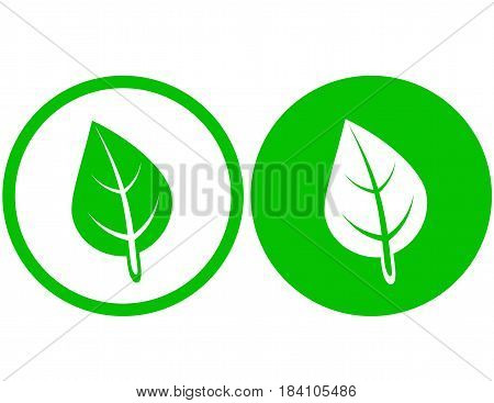 two round green leaf icons on button
