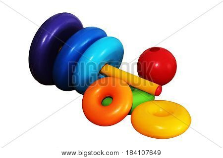 Children's Colorful Pyramid, Toys On A White Background