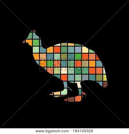 Galeeny bird color silhouette animal. Vector Illustrator.