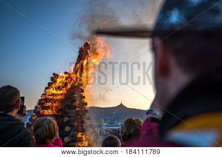 The burning of witches is very old and still a living folk custom and a special spring feast, widespread especially in Europe. Last April evening people meet at the fire and celebrate the coming of spring.