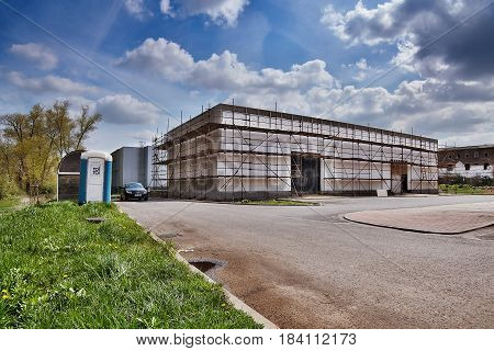 Litomerice Czech republic - April 14 2017: building new store of shopping park in spring