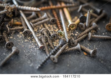 Different Nuts Bolts Close-up