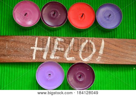 word helo on a abstract colorful background