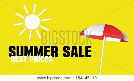 Summer Sale banner with a beach umbrella. Vector design template for promotion