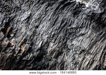 Rock Formations On The Reynisfjall Mountain In Iceland.