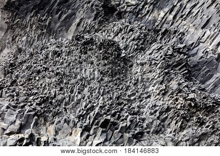 Rock Formations On The Reynisfjall Mountain In Iceland.