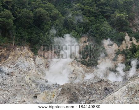 Drive-thru volcano, St Lucia 
Smoke rises from the popular drive-thru volcano at the Sulphur Springs in St. Lucia, Caribbean islands