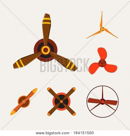 Turbines icon propeller fan rotation technology equipment blade wind ventilator generator vector illustration. Air blower electric industrial ventilators.