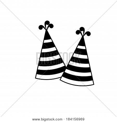 contour hats party to cebrate happy birthday, vector illustration