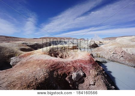Incredible landscape of Bolivia's high altitude geysers