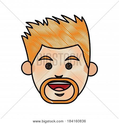 drawing face man beraded cartoon vector illustration