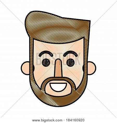 drawing face bearded man hipster cartoon vector illustration