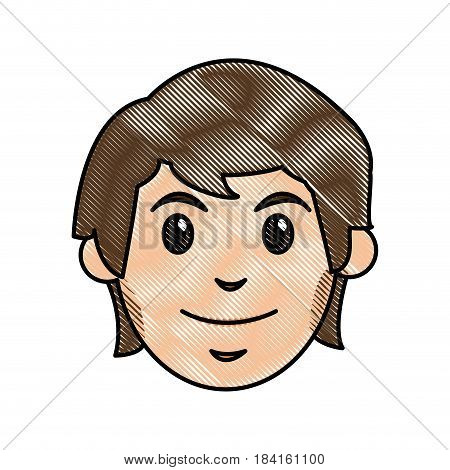 drawing face man smiling young cartoon vector illustration