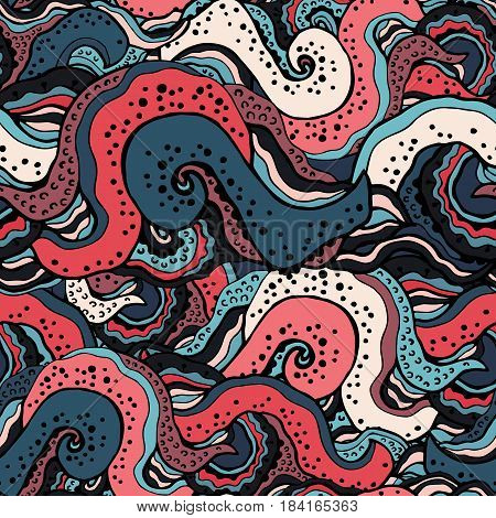 Colored retro doodle wool texture seamless pattern