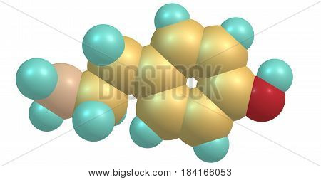 Tyramine is a naturally occurring trace amine derived from the amino acid tyrosine. 3d illustration