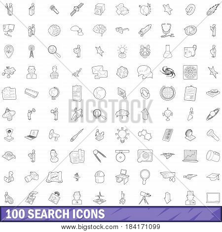 100 search icons set in outline style for any design vector illustration