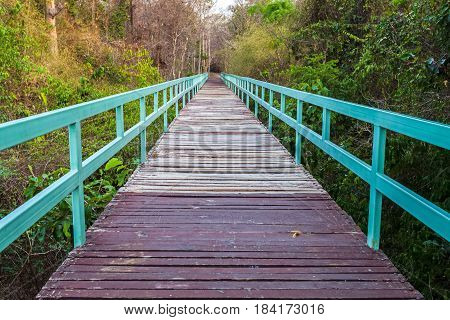 Beautiful of the longest suspension bridge in North eastern Region at Tana Rapids National ParkUbonratchatani Thailand