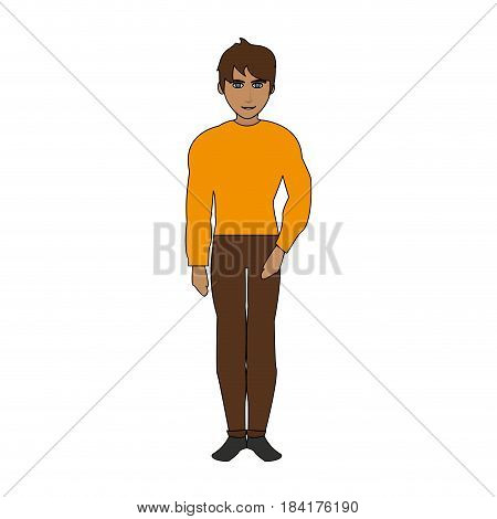 color image cartoon full body guy atlethic with casual clothing vector illustration