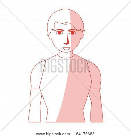 red silhouette shading man with atlethic body vector illustration