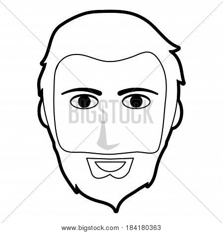 black silhouette front face man with beard and moustache vector illustration