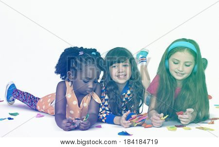 Little Children making Craft Paper