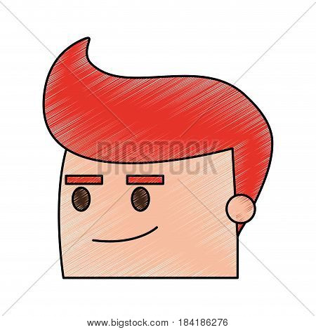 color pencil image side view face cartoon man with expression of satisfaction vector illustration