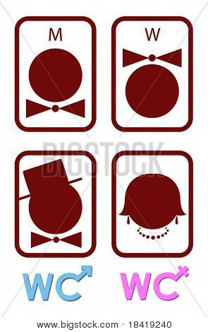 Set of vector icons for men and women WC