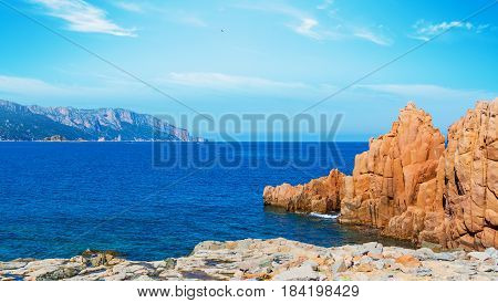 Rocce rosse beach in Sardinia in Italy